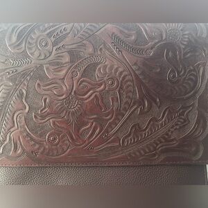 Leather embossed burgundy purse